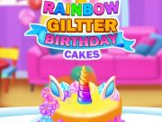 Logħba Rainbow Glitter Birthday Cakes onlajn