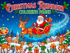 Logħba Christmas Reindeer Coloring Pages onlajn