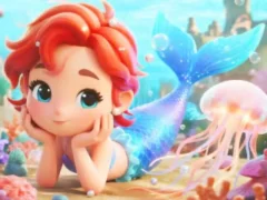 Logħba Jigsaw Puzzle: Chibi Mermaid Marshmallow Jellyfish onlajn