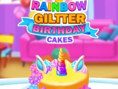 Logħba Rainbow Glitter Birthday Cakes onlajn