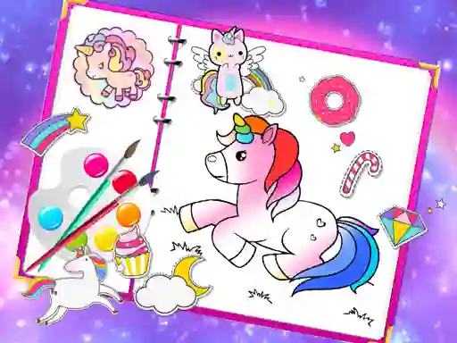 Logħba Fabulous Cute Unicorn Coloring Book onlajn