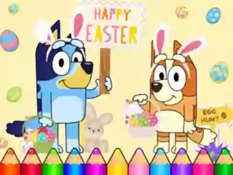 Logħba Coloring Book: Bluey Happy Easter onlajn