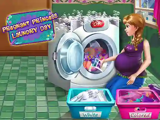 Logħba Pregnant Princess Laundry Day onlajn