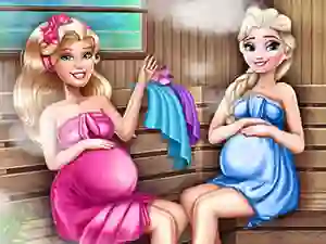 Logħba Cute Mommies Pregnant Sauna onlajn