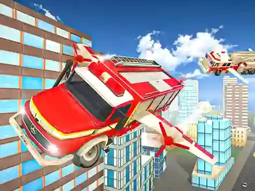 Logħba Flying Fire Truck Driving Sim onlajn