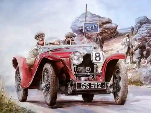 Logħba Painting Vintage Cars Jigsaw Puzzle 2 onlajn