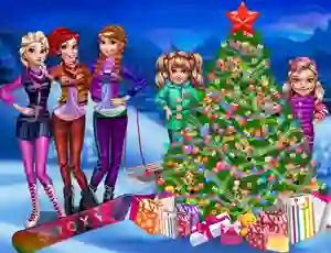 Logħba Princesses Christmas tree onlajn
