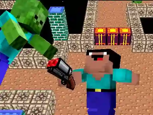 Logħba Space Adventure: Noobiks Battle vs Zombies onlajn