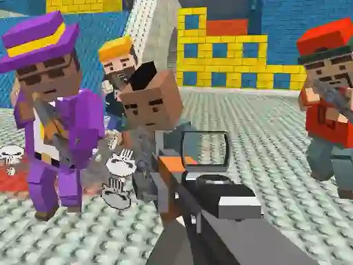 Logħba GunGame shooting warfare: blocky gangster onlajn