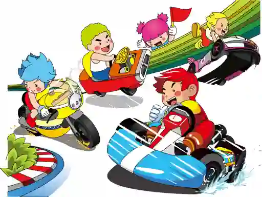 Logħba Cartoon Kart Puzzle onlajn