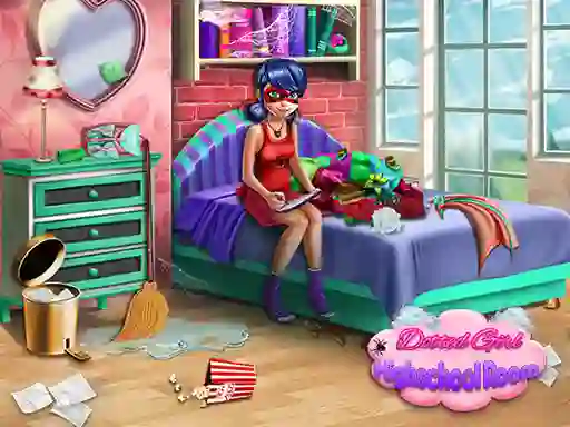 Logħba Dotted Girl: Highschool room onlajn
