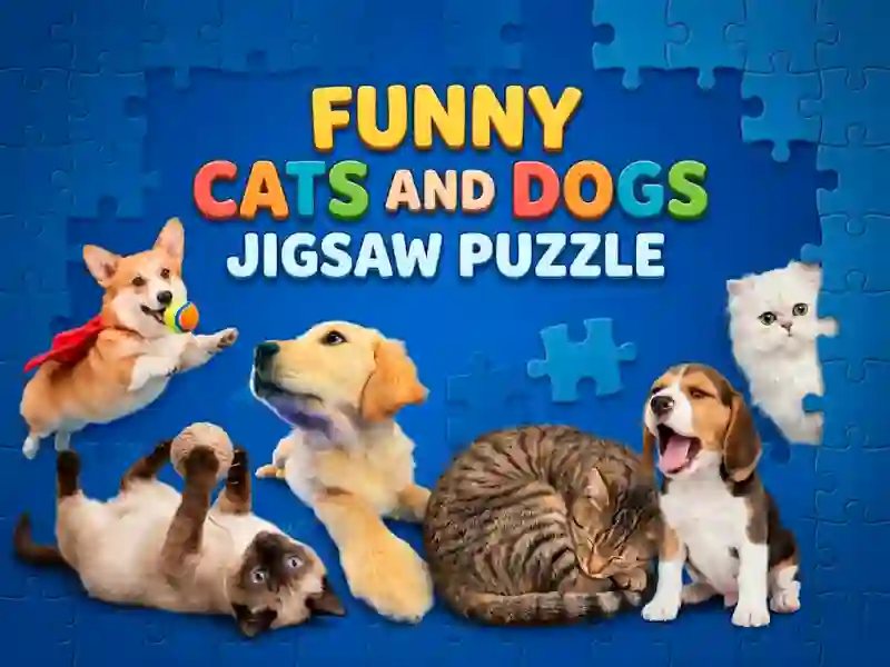 Logħba Funny Cats And Dogs Jigsaw Puzzle onlajn