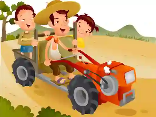 Logħba Cartoon Tractor Puzzle onlajn