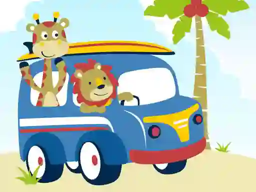 Logħba Cute animals with cars difference onlajn