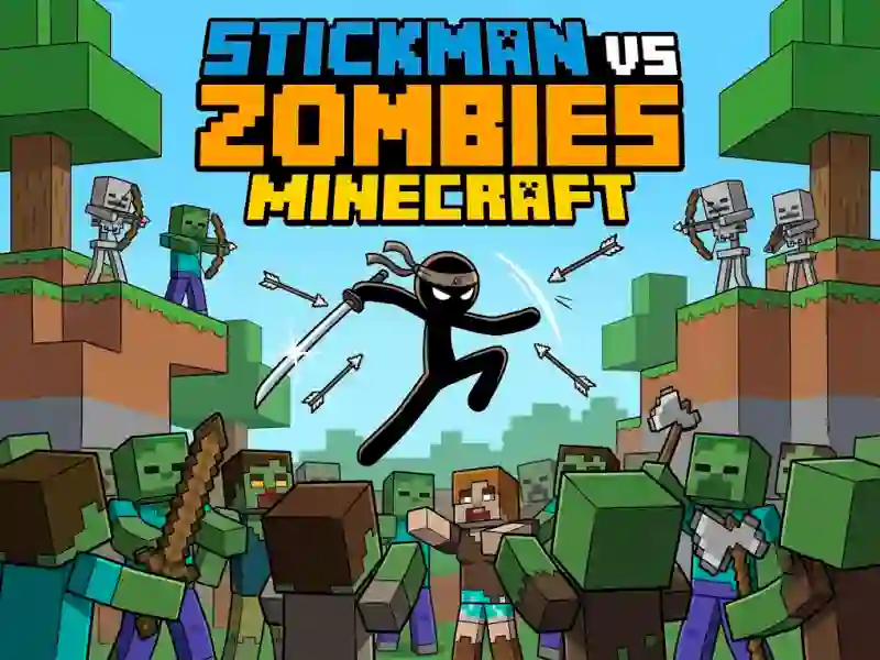 Logħba Stickman vs Zombies Minecraft onlajn
