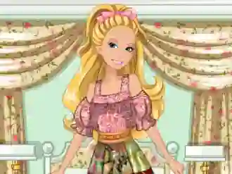 Logħba Barbie's Patchwork Peasant Dress onlajn