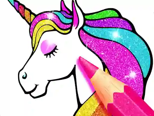 Logħba Unicorn Coloring Book Glitter onlajn
