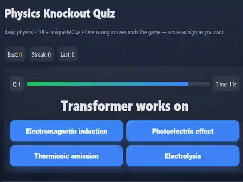 Logħba Physics knowledge quiz onlajn