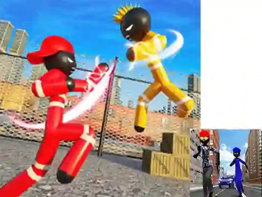 Logħba Stickman Police vs Gangsters Street Fight onlajn