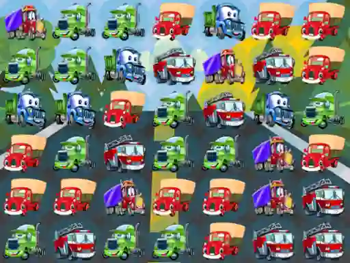Logħba Cartoon Trucks Match 3 onlajn