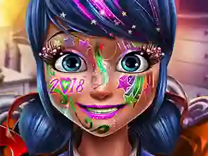 Logħba Dotted girl new year makeup onlajn
