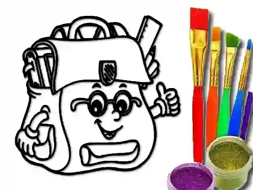 Logħba Back To School: School Bag Coloring Book onlajn