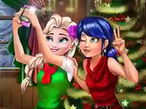 Logħba Ladybug And Elsa Xmas Selfie onlajn