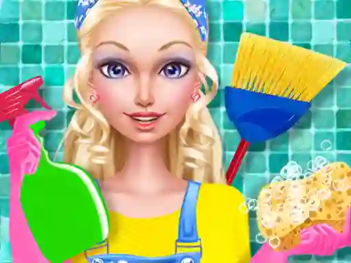 Logħba Fashion Doll House Cleaning onlajn