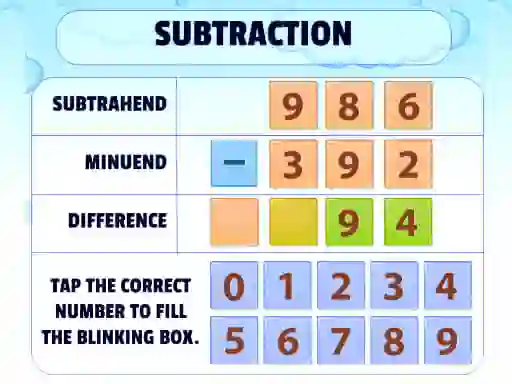Logħba Subtraction Practice onlajn