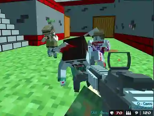 Logħba Shooting Zombie Blocky Gun Warfare onlajn