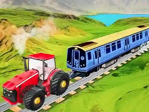 Logħba Chain Tractor Train Towing Game 3D onlajn