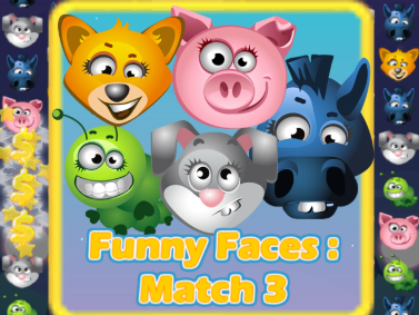 Logħba Uċuħ umoristiċi Match-3 7  onlajn