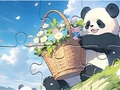 Logħba Puzzle jigsaw: basket tal-fjuri panda onlajn