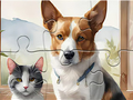 Logħba Jigsaw Puzzle: Pittura Żejt Kelb U Qattus  onlajn