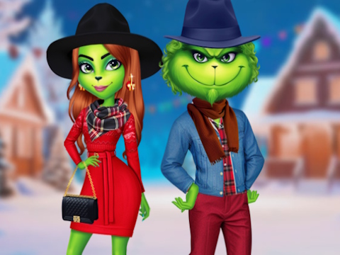 Logħba Il-Grinch Couple Holiday Dress Up  onlajn