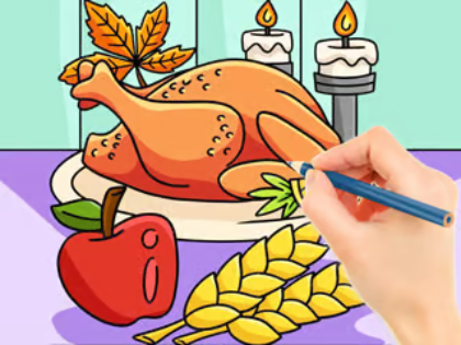 Logħba Ktieb tal-Kulur: Ikla tat-Turkija ta' Thanksgiving  onlajn