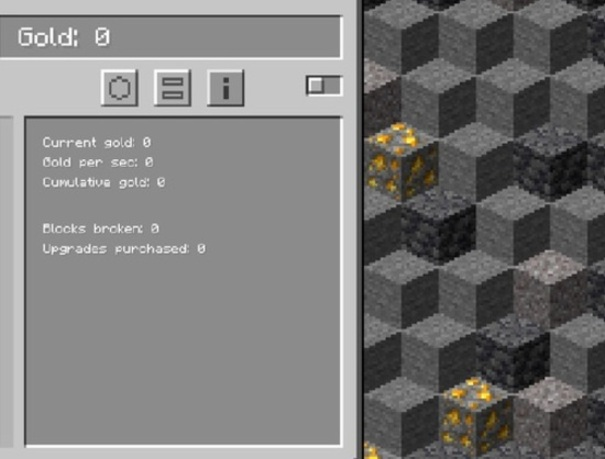 Logħba Minecraft Gold Clicker onlajn