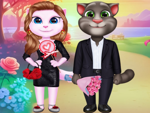 Logħba Koppja kitty sabiħa ta 'San Valentinu  onlajn