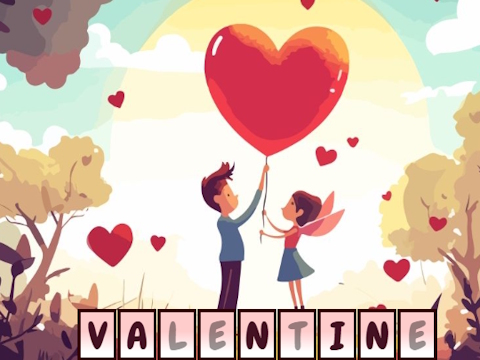 Logħba Alphawords moħbija ta 'San Valentinu  onlajn
