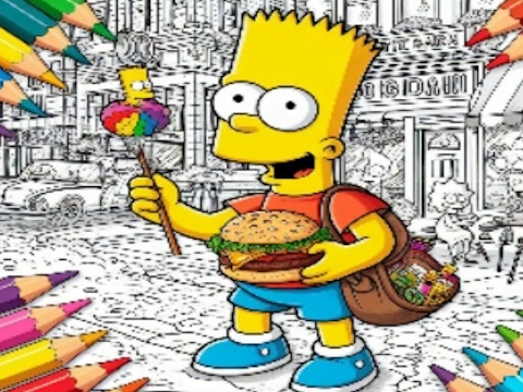 Logħba Lura l-Iskola Simpsons Ktieb Koloranti  onlajn