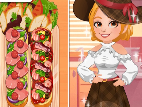 Logħba Pizza tal-Ħobż Franċiż tal-Kċina ta 'Roxie  onlajn