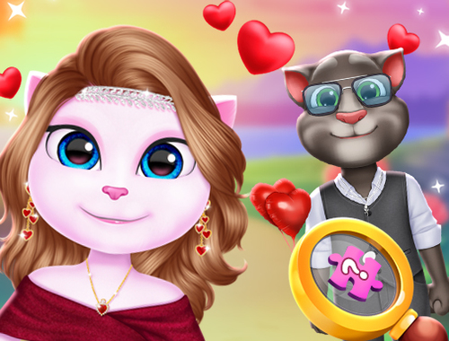 Logħba Koppja kitty sabiħa ta 'San Valentinu  onlajn