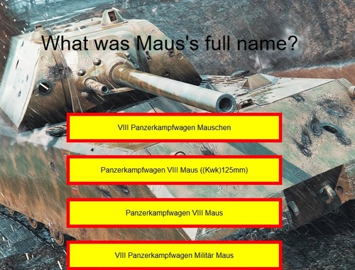 Logħba Quiz tat-Tank: Maus  onlajn