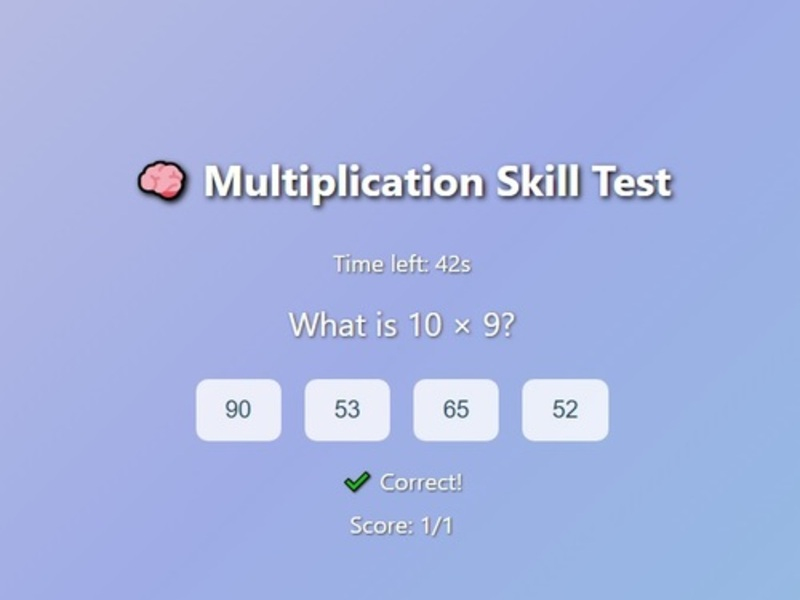 Logħba Test tal-Ħila tal-Multiplikazzjoni onlajn