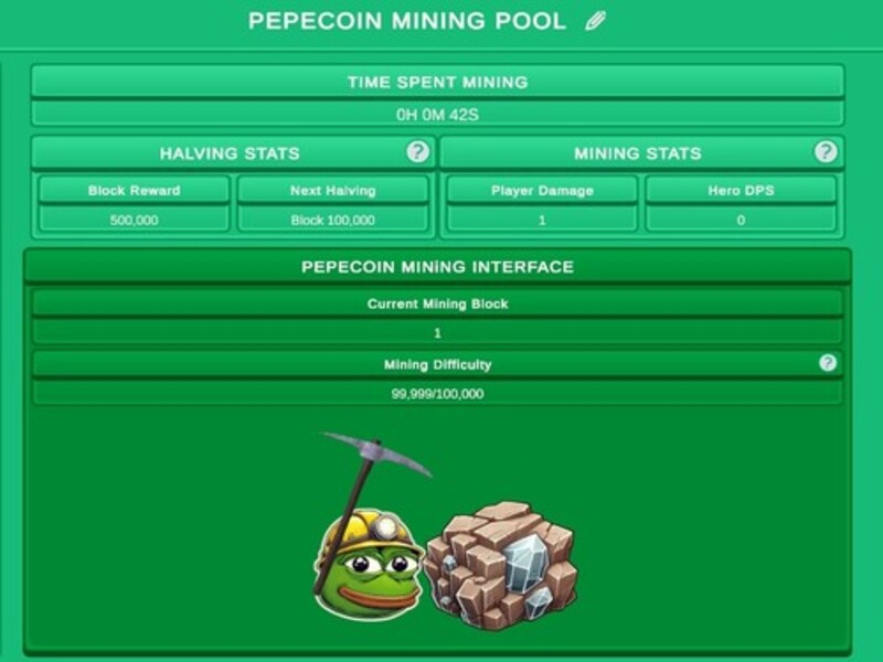 Logħba Simulatur idle tal-miner pepecoin onlajn